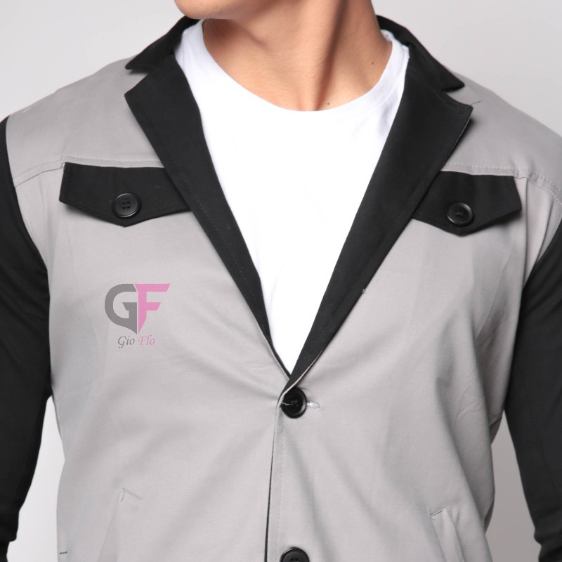 GIOFLO Blazer Cowok Terbaru Grey / BLZ 664