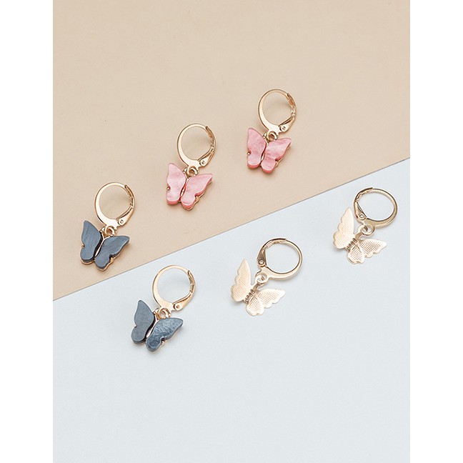 LRC Anjting set Fashion Color Mixing Butterfly Resin Alloy K51503