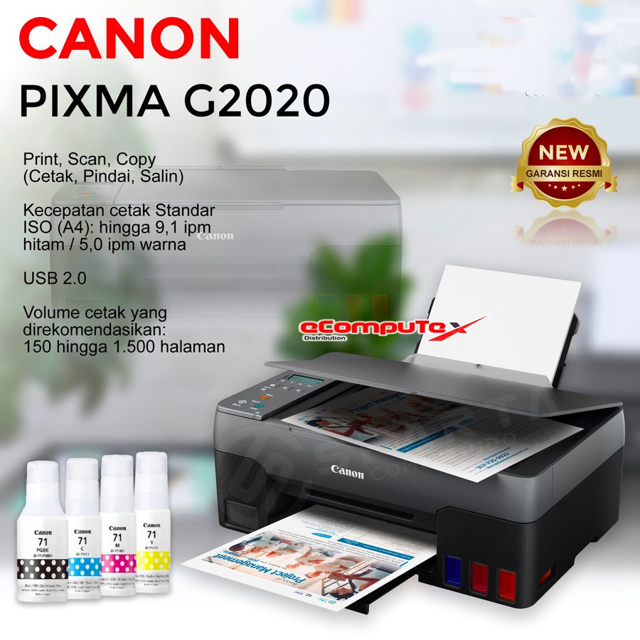 PRINTER CANON PIXMA G2020 INKJET G 2020 PRINT SCAN COPY PRINTER MULTIFUNCTION ORIGINAL GARANSI RESMI