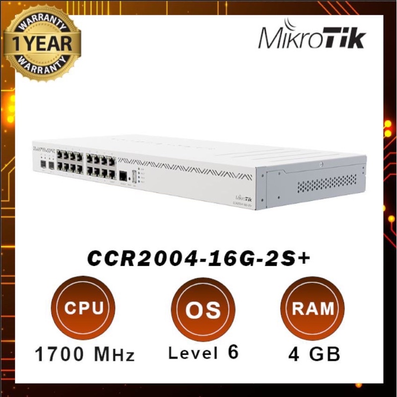 MikroTik CCR2004-16G-2S+ Cloud Core Router CCR 2004 16G 2S+