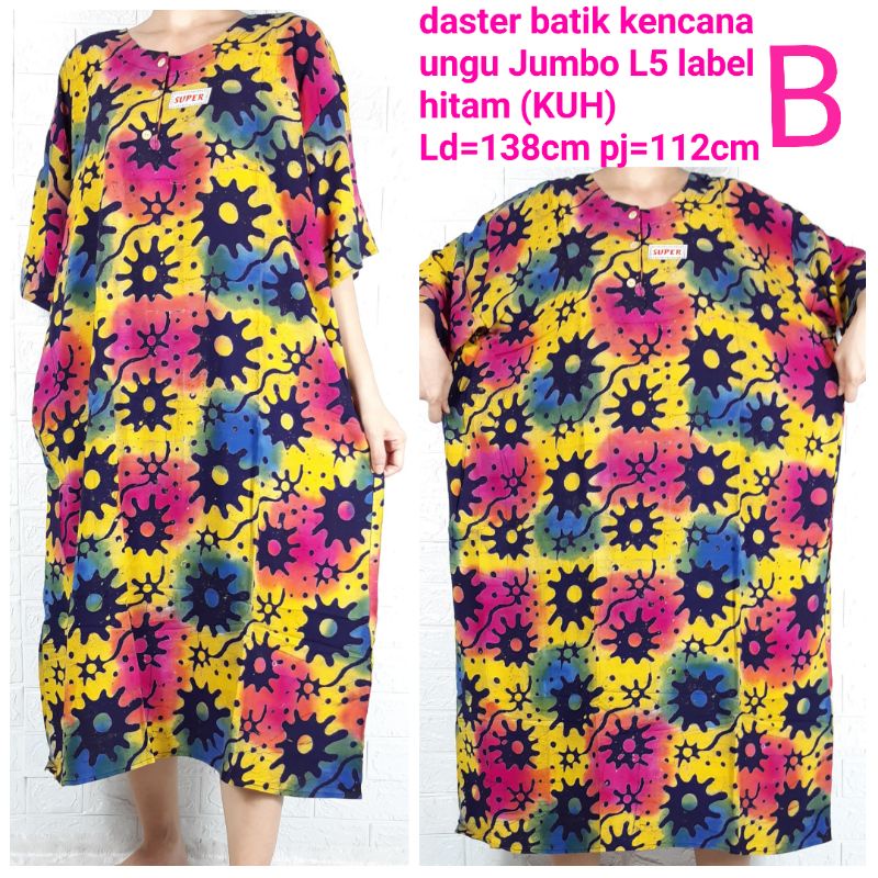 daster batik kencana ungu jumbo L5 label hitam KUH