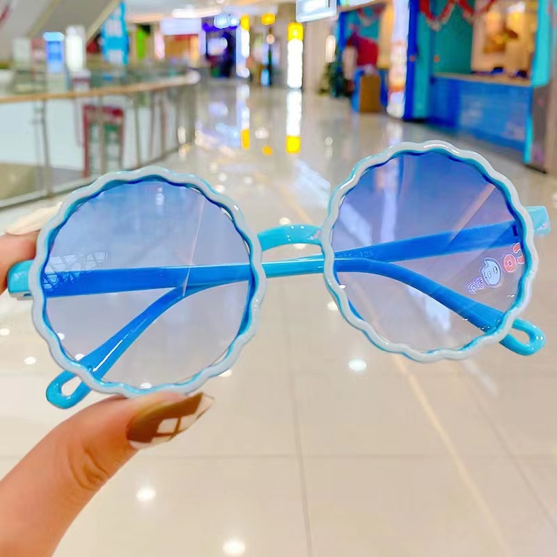 (Rowling)Kacamata Anak New Trend/Fashion Anak Terbaru Bulat Kacamata Hitam Motif  UV protection High Quality Import Kacamata Fashion-ka--214 Biru