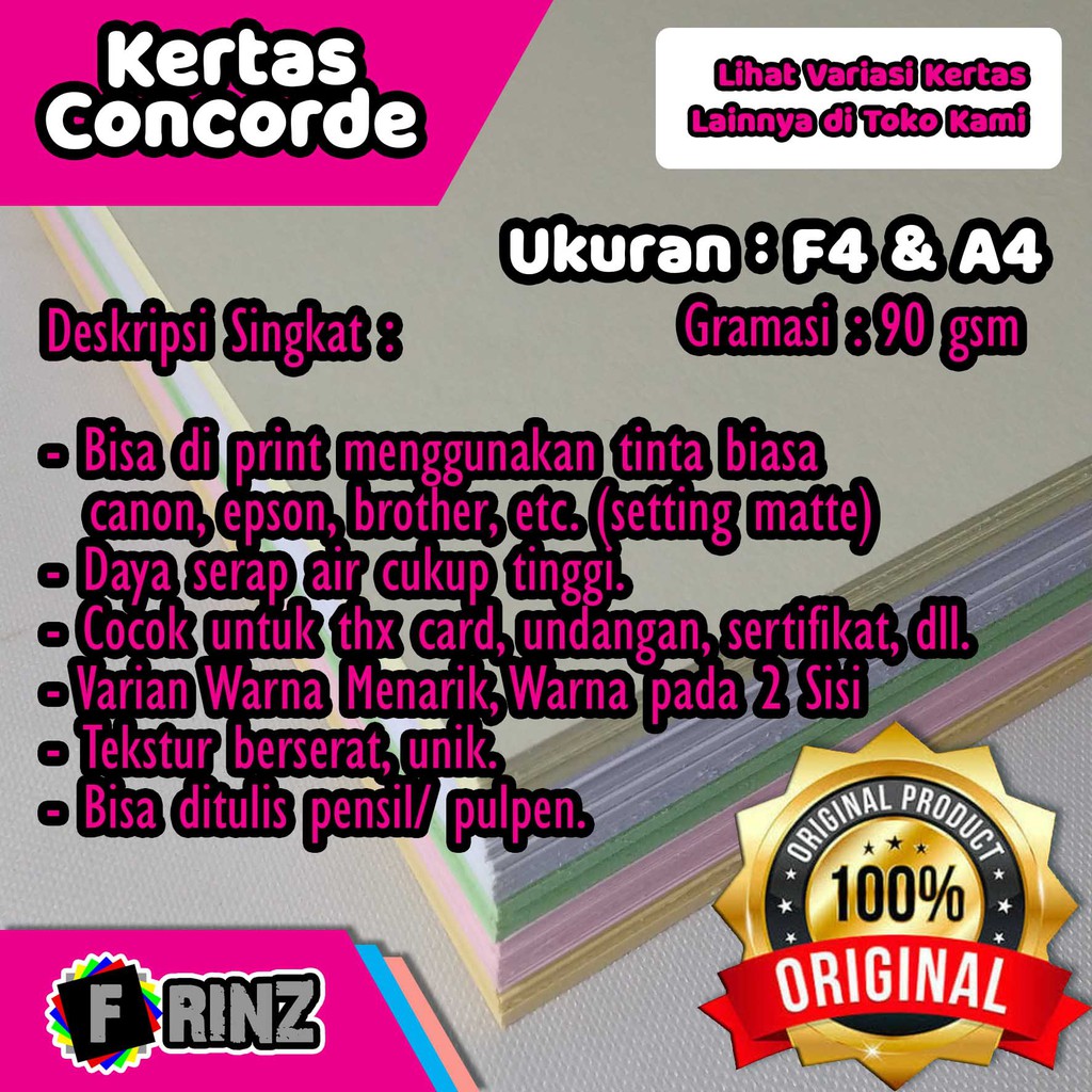 Jual Kertas Concorde F4 A4 90 Gram Konkort Concord Serat Searah