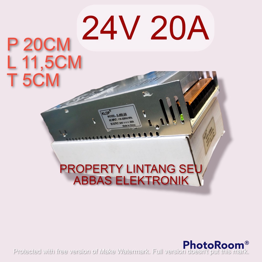 POWER SUPPLY ADAPTOR KALENG 24V 20A  +FAN 24V20A 24 VOLT 20 AMPERE