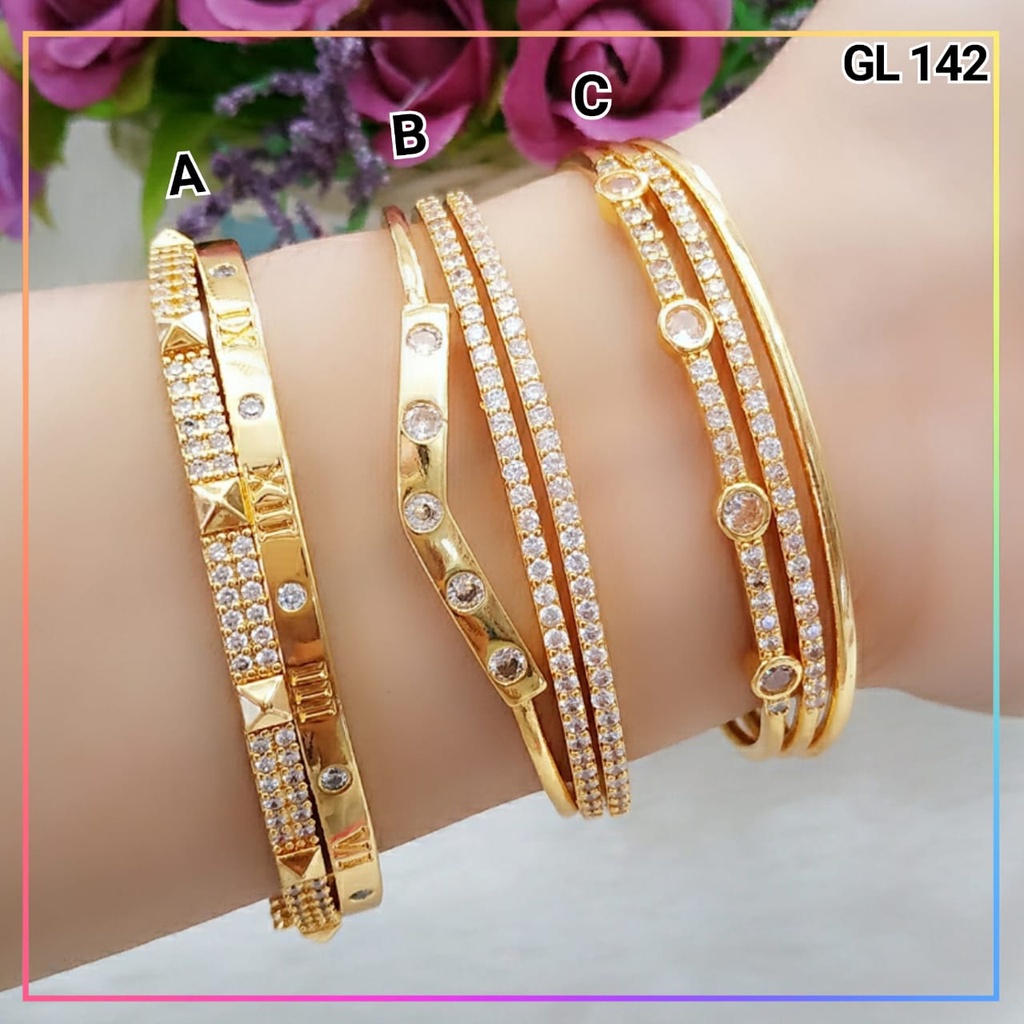 Gelang xuping gelang bangle dewasa mewah permata simple  lapis emas gold GL 142
