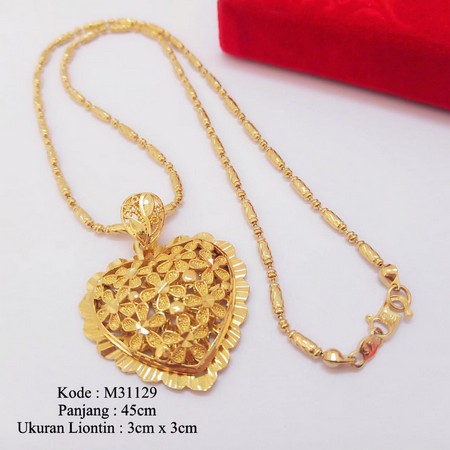 Kalung Set Liontin Lapis Emas 24Karat Liontin Love Bunga Emas Bangkok L31129