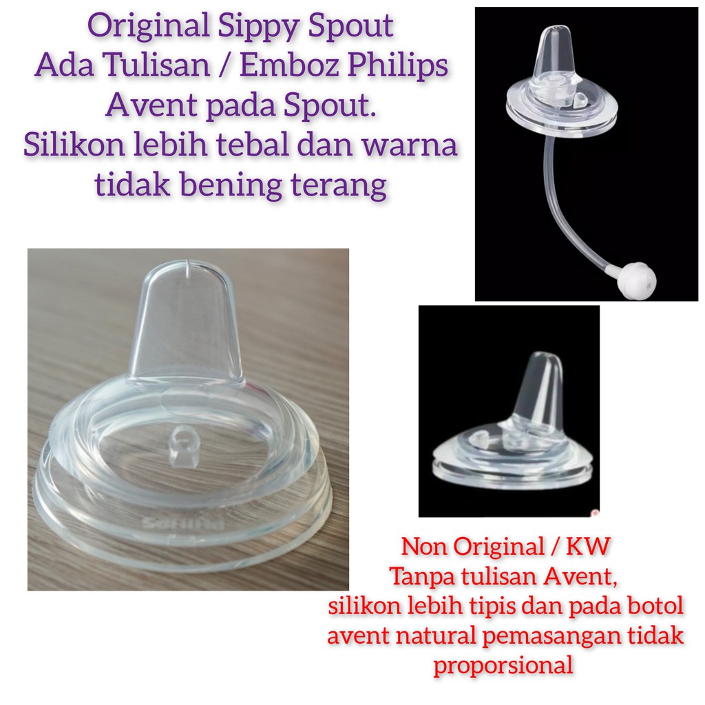 ORIGINAL Dot Nipple Training Cup Sippy Cup Avent / Avent Silicone Spout / Sippy Spout Bisa untuk Dr Brown Wide Neck Options+  / Spout training Cup Avent