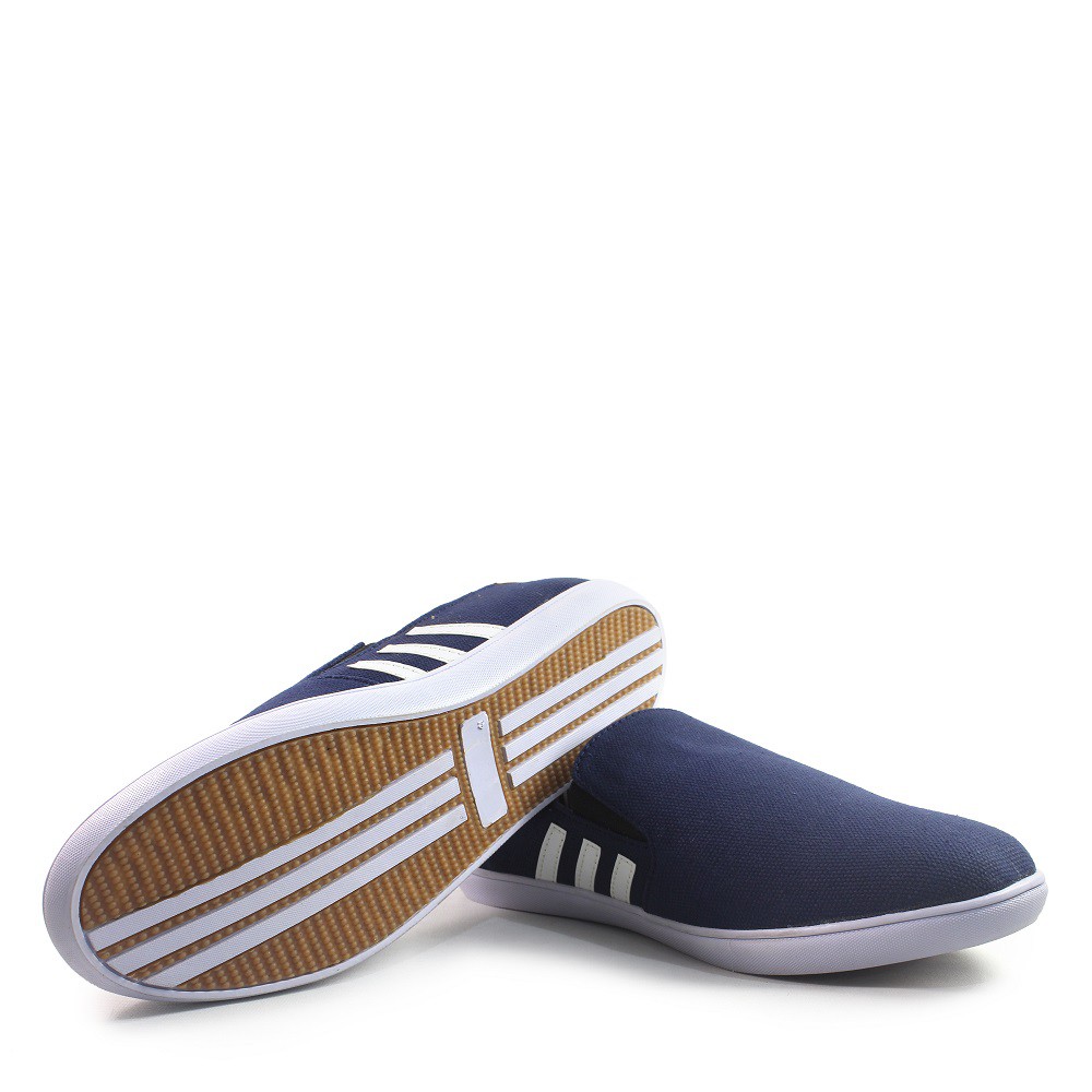 SALE ! Sepatu Slip On Pria Navy / Sepatu Slop Murah Bahan Kanvas /Kekinian Simple