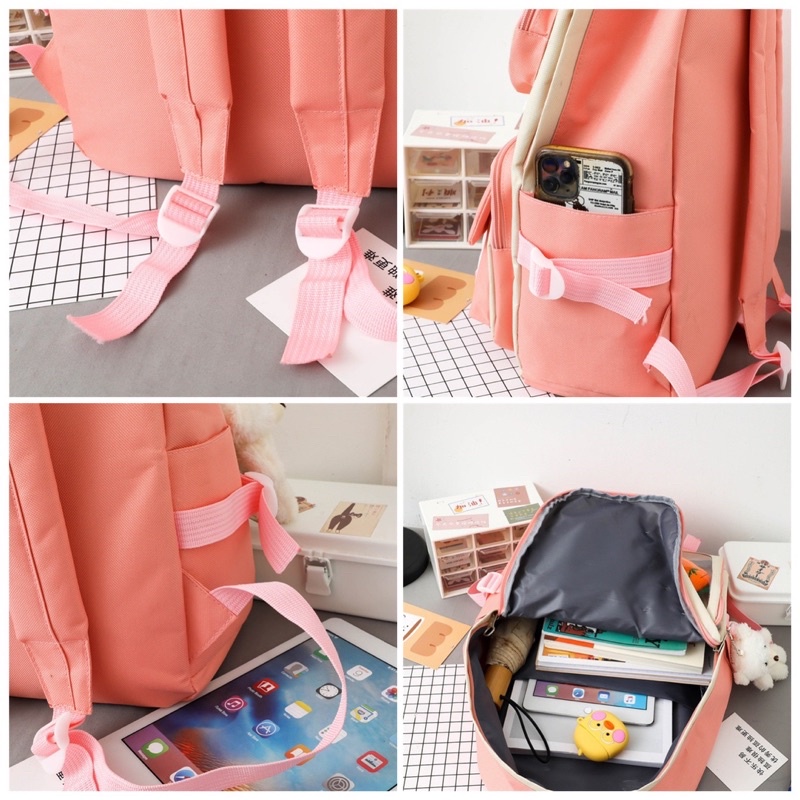 TAS RANSEL ANAK SEKOLAH wanita IMPOR set 5 in 1 ORI E fashion Perempuan SD SMP SMA tanpa boneka