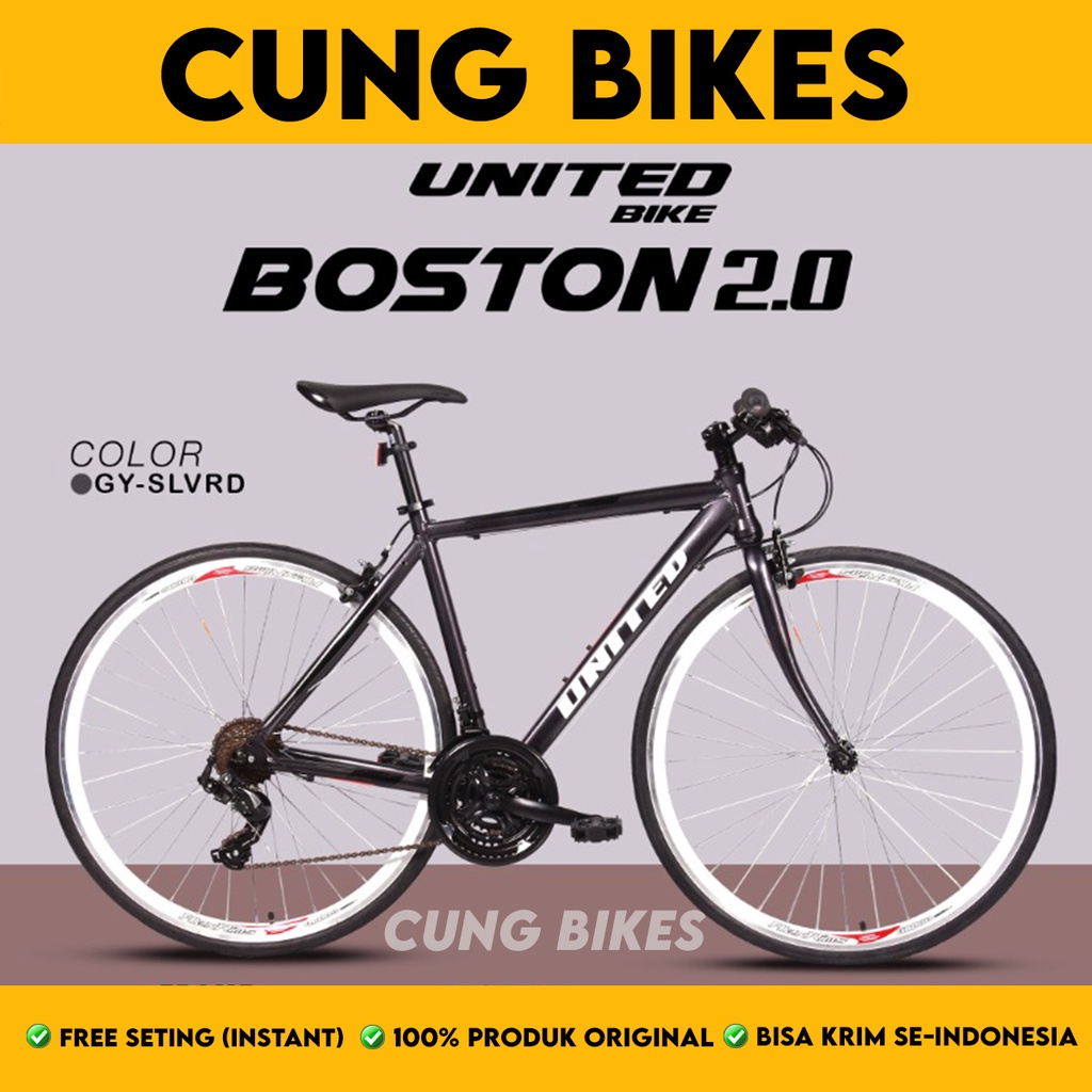 Sepeda Balap Road bike UNITED BOSTON 2.0 700C frame Alloy garansi resmi 5 tahun