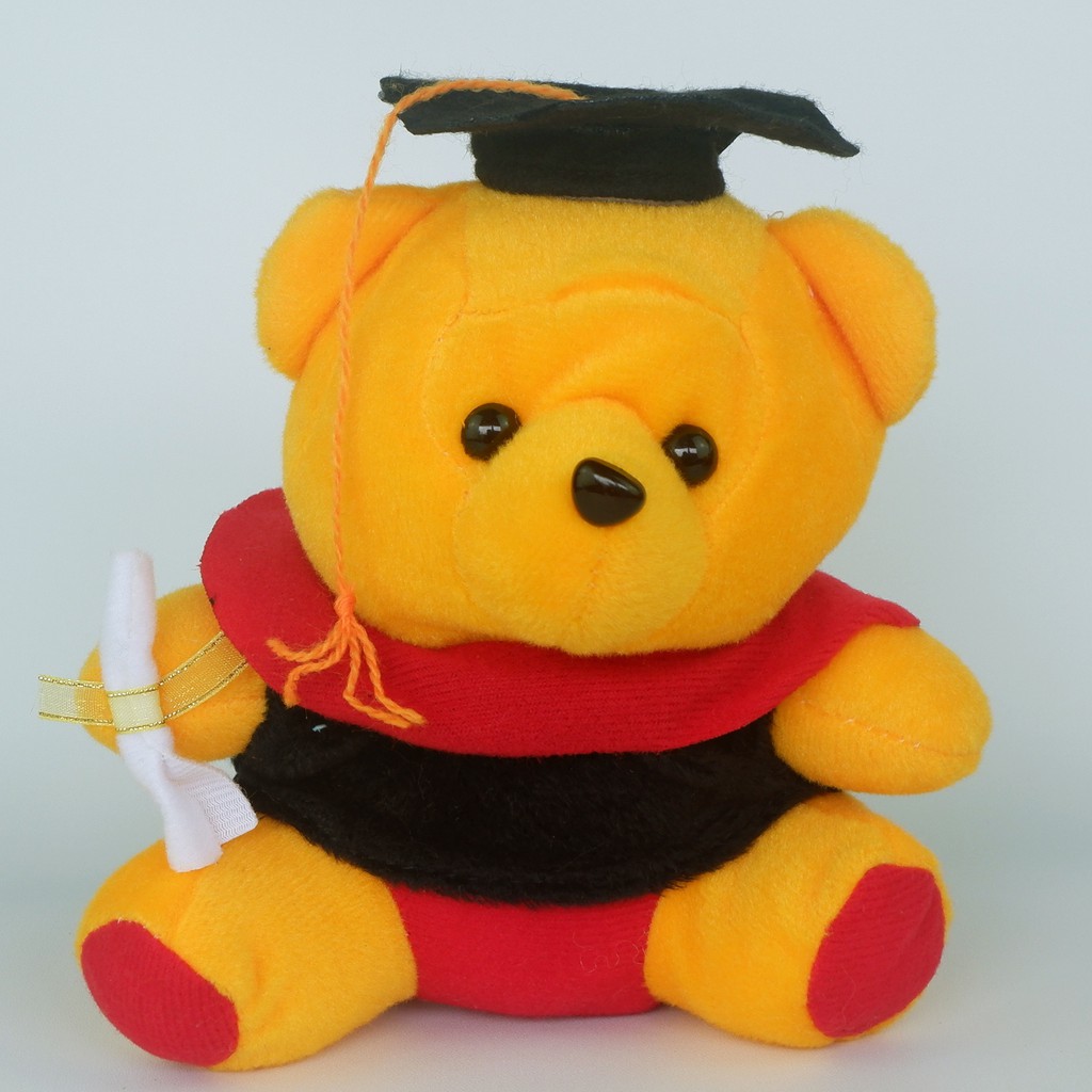 Boneka Wisuda Winnie The Pooh Mini / Boneka pooh Wisuda Untuk Kado Teman / Boneka Buket Bouquet Bung