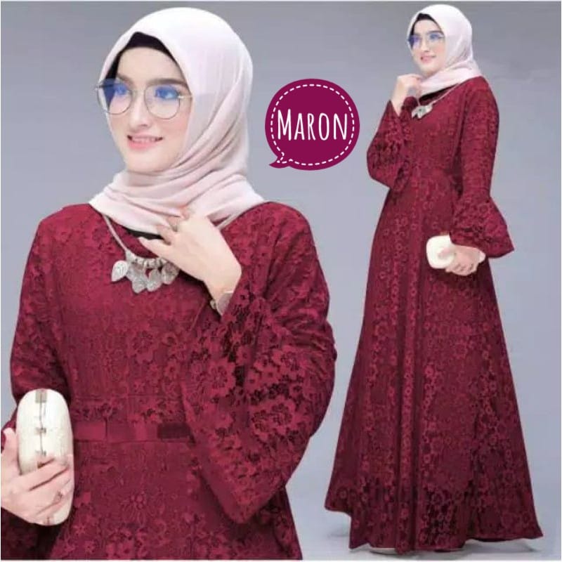 BJ - Maxi YUNITA Bahan Brukat Tulang Premium - Size M L XL XXL - Gamis Dress Pesta - Fashion Muslim