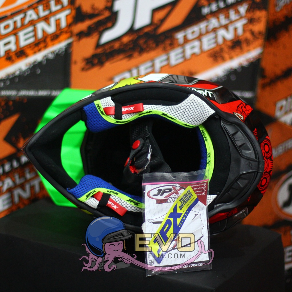 HELM JPX CROSS_SERI X16 - FLUO GREEN GLOSS + GOOGLE SNAIL (ONGKIR 2 KG) HELM JPX TERBARU