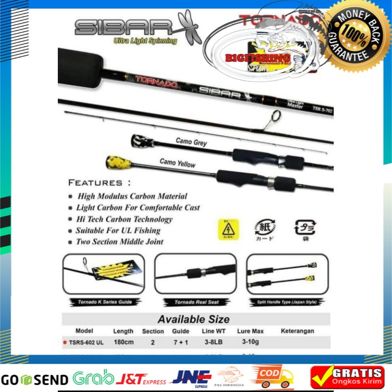 Rod / Joran UL Murah Tornado Sibar 2-6Lb / 3-8Lb