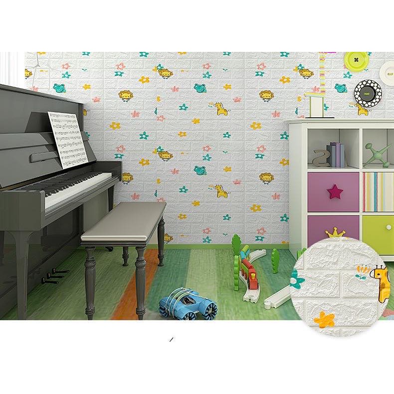 MIISOO 3D Wallpaper Dinding Foam Batu Bata Ukuran 77cmX70cmX5mm Waterproof Brick Sticker kamar anak-5