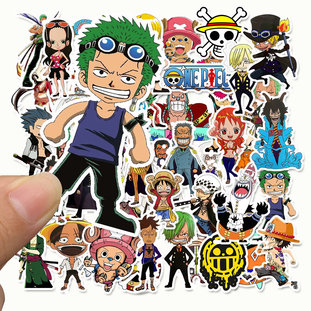 50pcs Anime 2019 ONE PIECE Luffy Stickers For Car Laptop PVC Backpack Home Decal Pad Bicycle PS4 waterproof Decal