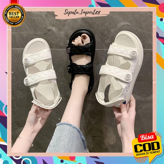 Sandal Wanita Tali Teplek Terbaru Kekinian Motif Resleting Belakang Se [Sepatu.Import88] Sandal We