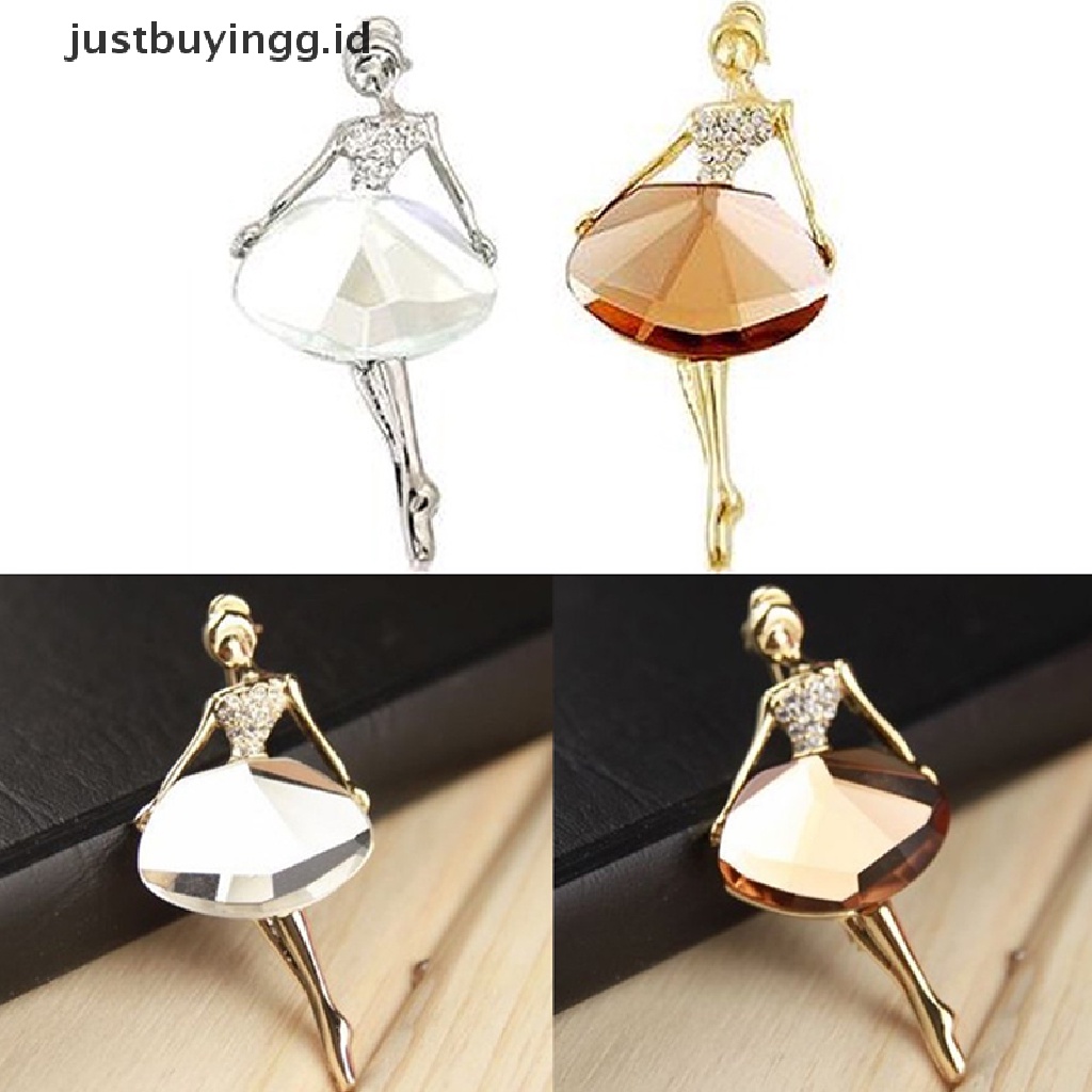 [justbuyingg.id] Fashion Princess Ballerina Brooch Pins Bling Crystal Brooches Ballet Girl Pins ID