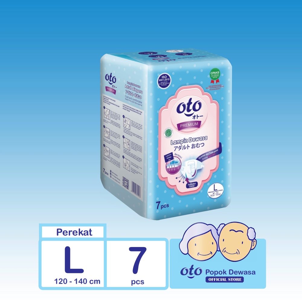 OTO Popok Dewasa PREMIUM ( Daya Serap Lebih Banyak ) Lem Perekat Adult Diapers L isi 7 pcs