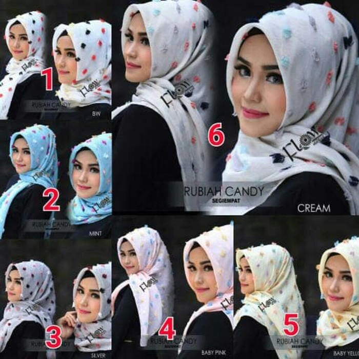 Kerudung segi empat linen Rubiah Candy by flow hijab
