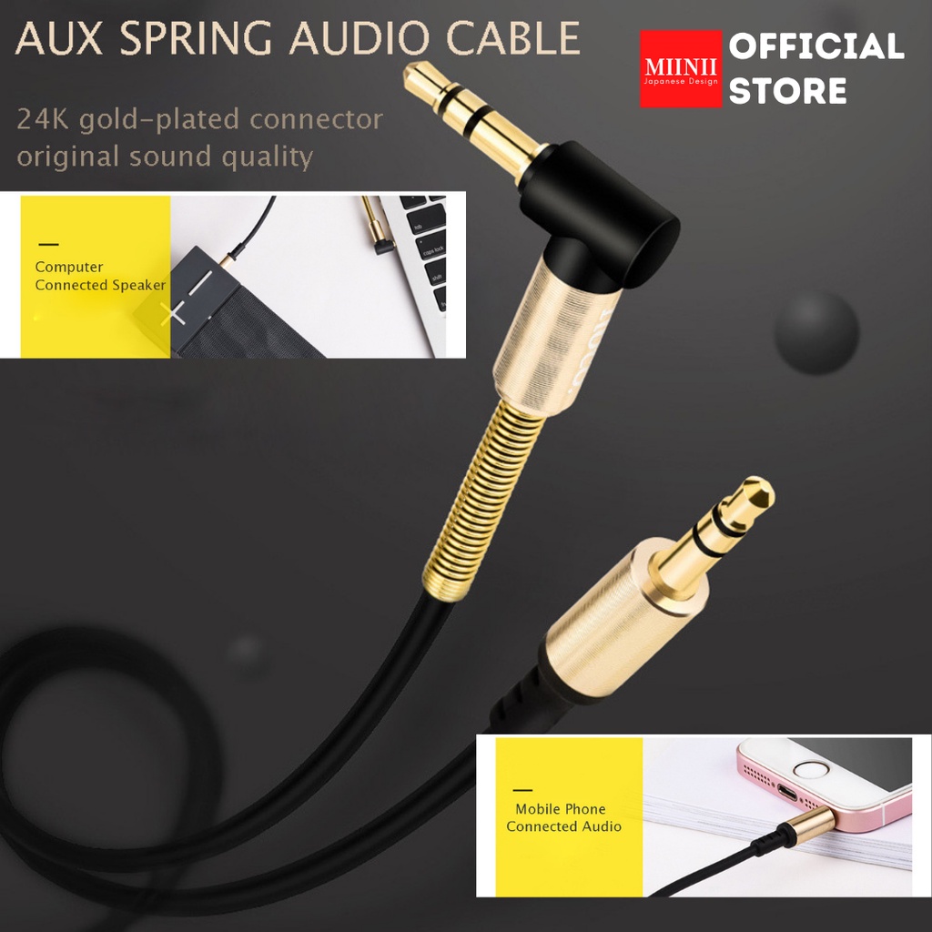 MIINII Murah～Kabel Aux/Audio Meta Spring L 1M 1×1 3.5MM WH-01