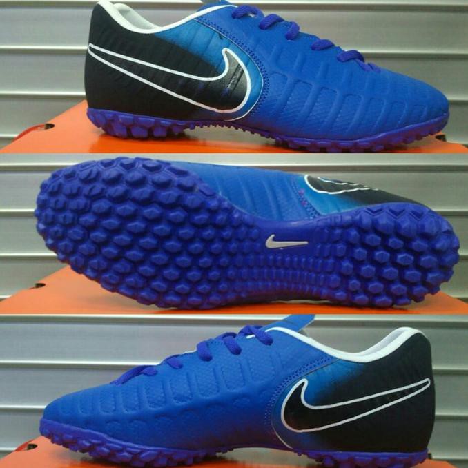 Ready Sepatu Futsal Nike Tiempo Turf Biru-Hitam List Putih Grade Ori ,,