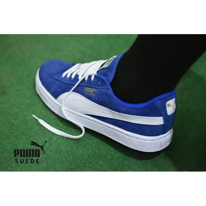 Sepatu Casual Puma Suede Grade Ori / Biru Putih / Sneakers Pria