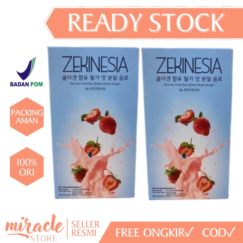 ZEKINESIA MINUMAN KOLAGEN RASA STRAWBERRY KROMOSOM KOREA JESTHAM WHITENING COLLAGEN DRINK BY JESTHAM ZEKINESIA