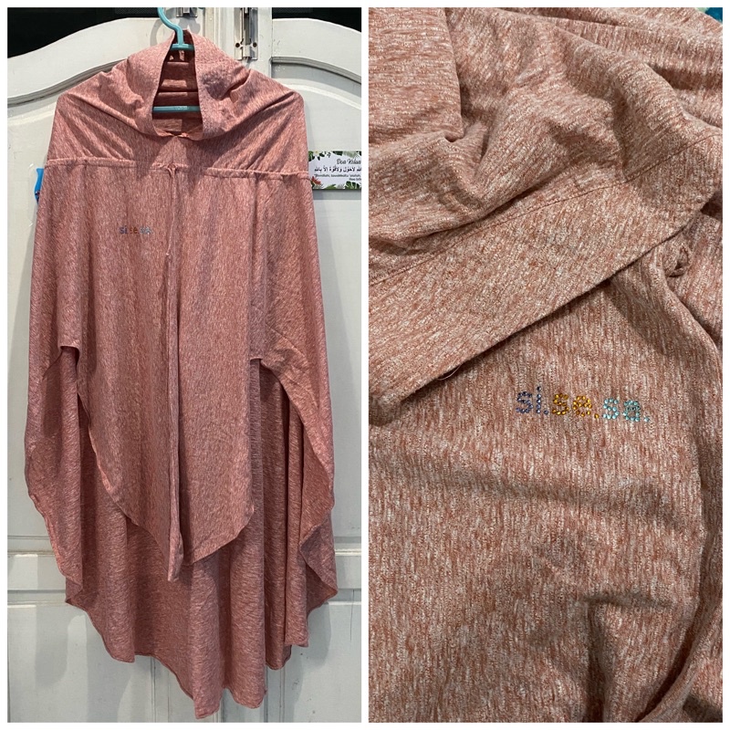 Preloved khimar sisesa bahan kaos peach