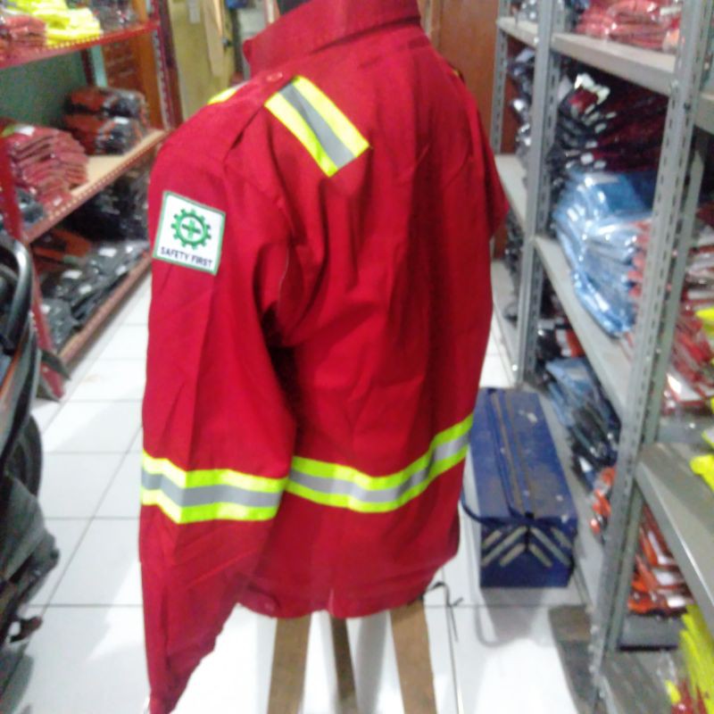 SERAGAM SAFETY MERAH HSE ATASAN PREMIUM