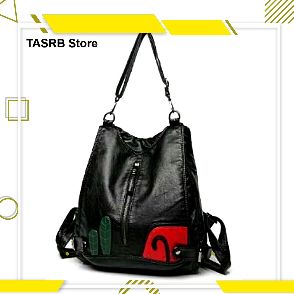 TAS WANITA ZIPPER DAUN RANSEL KULIT / TAS BACKPACK MULTIFUNGSI ANELLO UKURAN LARGE KUAT TERLARIS