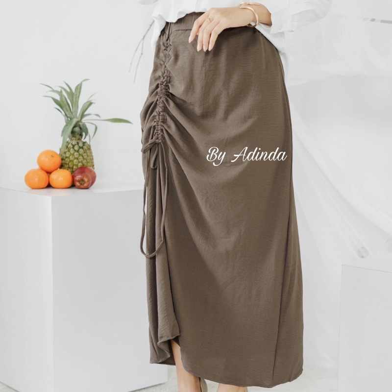 ROK KERUT TALI AIRFLOW CRINKLE SKIRT SERUT BASIC PANJANG BAWAHAN WANITA