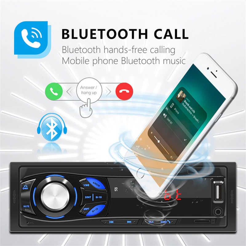 Taffware Tape Mobil MP3 Player Bluetooth Wireless 12V - MP3-S211L Radio Mobil FM 12V Bluetooth Car Stereo FM Radio Hands free MP3 Audio Player 5V Charger USB TF AUX Auto Electronics Subwoofer 1 DIN Auto-radio