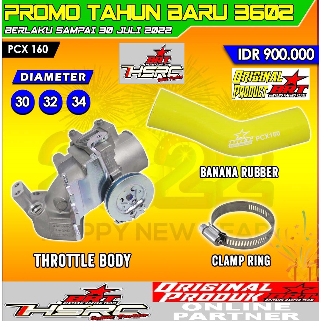 THROTTLE BODY RACING BRT Honda PCX 160 30 32 34 mm TB BRT PCX160 ADV CBU Built Up Karbu injeksi Trot