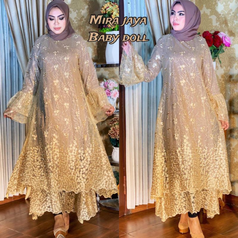 DRESS NAGITA,BABY DOLL FULL BROKAT TILLE/ DRESS PESTA/ DRESS TERBARU/ DRESS MUSLIM)/ DRES WISUDA