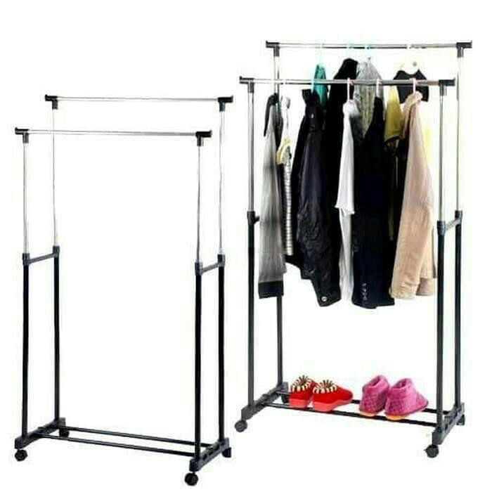 Rak Gantungan Jemuran baju Handuk Double Rod Rack