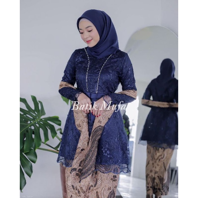 Kebaya couple KHAIRA Navy KEBAYA MODERN Kebaya brokat lamaran baju kebaya wisuda lamaran