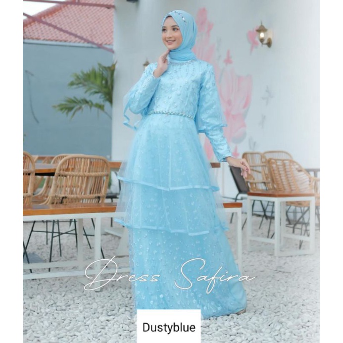 SAFIRA DRESS VOL.2 Baju Pesta Lace bordir motif dan tulle tutu /Gaun Prewedding / Lamaran / Wisuda