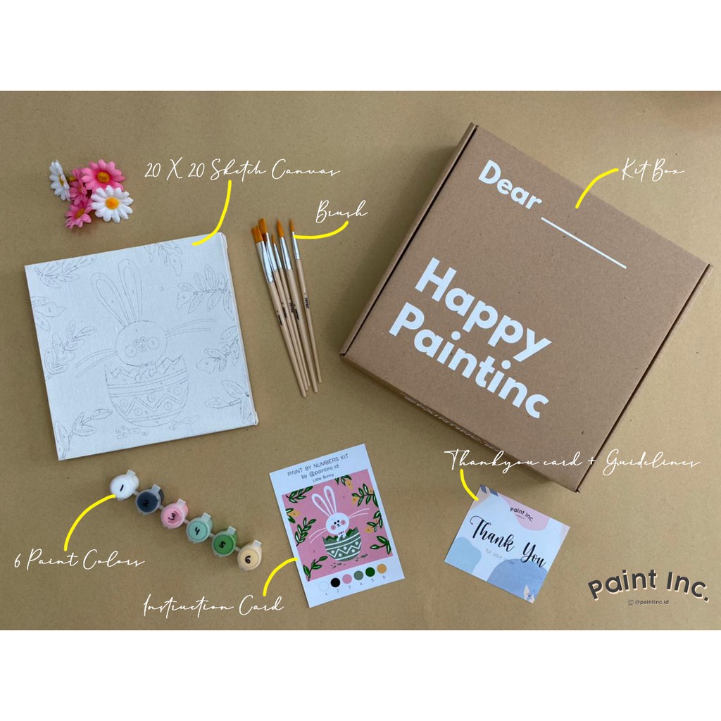 

mg Paint by Numbers Kit: Little Bunny Paint Inc. ID Painting Kit Paint by Number Gifts