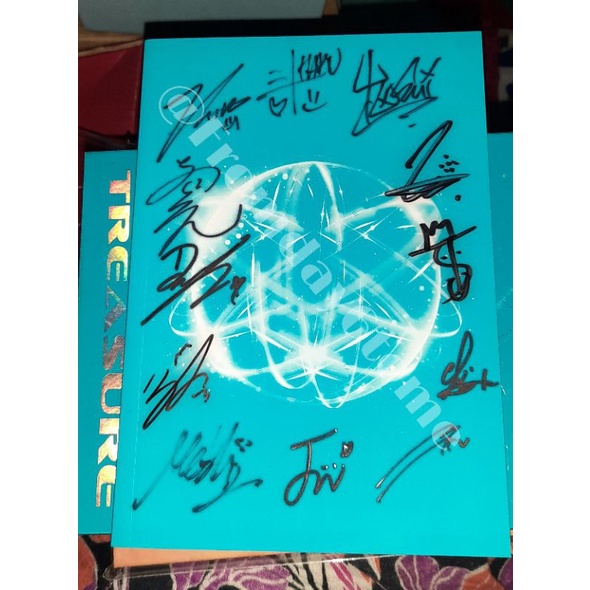 TREASURE ALBUM SIGNED ALL MEMBER THE FIRST STEP; TREASURE EFFECT