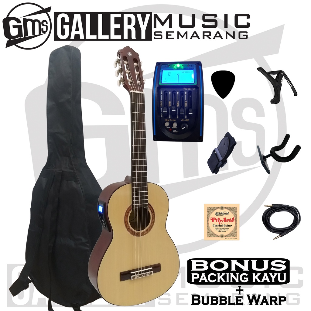 Gitar Klasik Elektrik Nylon ¾ Tanam Besi Preamp Equalizer Tuner LC Prener