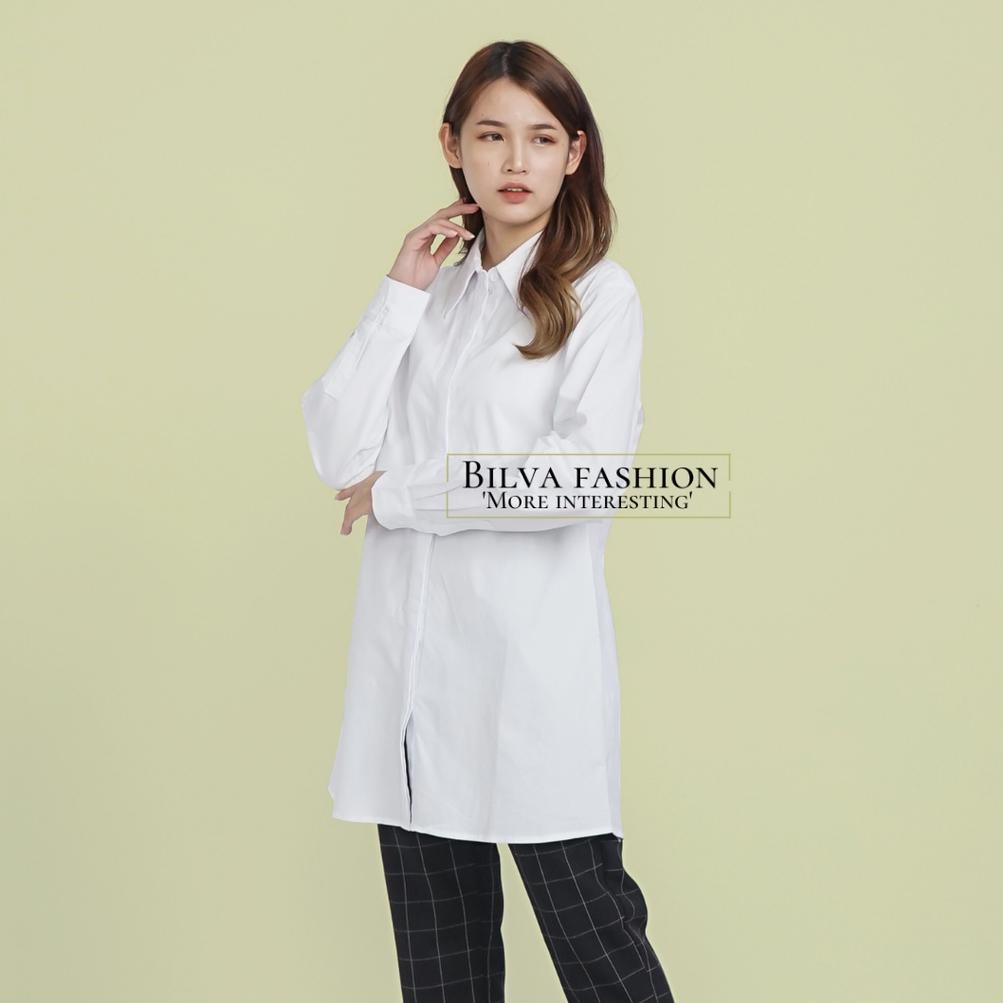 [PRODUK 8NHjk] Kemeja Tunik Putih H&M / Atasan Polos Wanita Lengan Panjang Premium / Kemeja Tunik H&