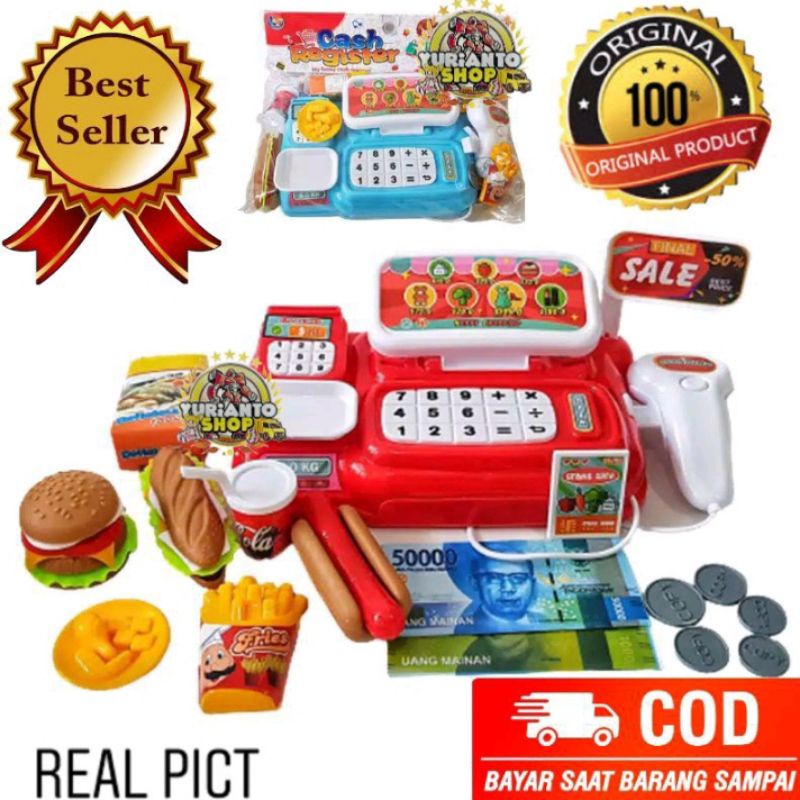 Mainan Kasir Es Krim Burger Permen Ice Cream Set Suara Lampu Barerai Scanner Nyala Lampu Mainan Anak