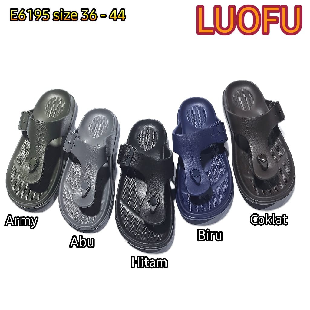 LUOFU ORIGINAL jelly sandal karet empuk murah pria jepit sandal cowok japit import E6195BM