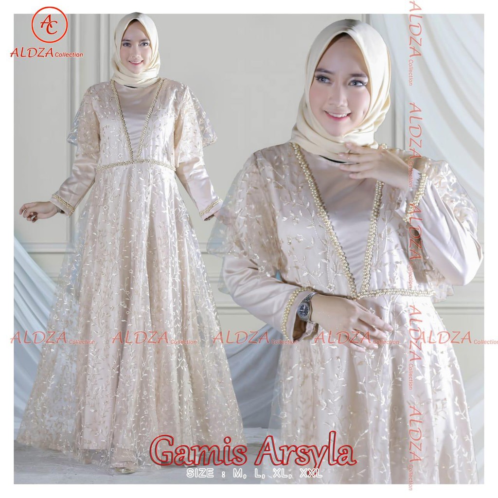 GAMIS TULLE BORDIR MUTIARA &amp; PAYET ARSLYLA