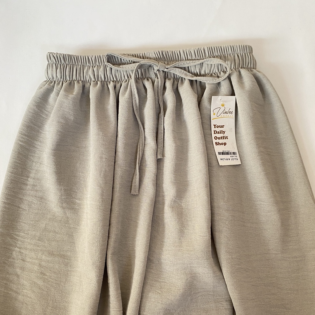 VIOLET HIGHWAIST LOOSE PANTS KULOT CRINCLE AIRFLOW-Silver