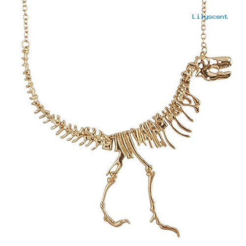 Kalung Rantai Liontin Tulang Dinosaurus Bahan Alloy Gaya Punk Untuk Unisex