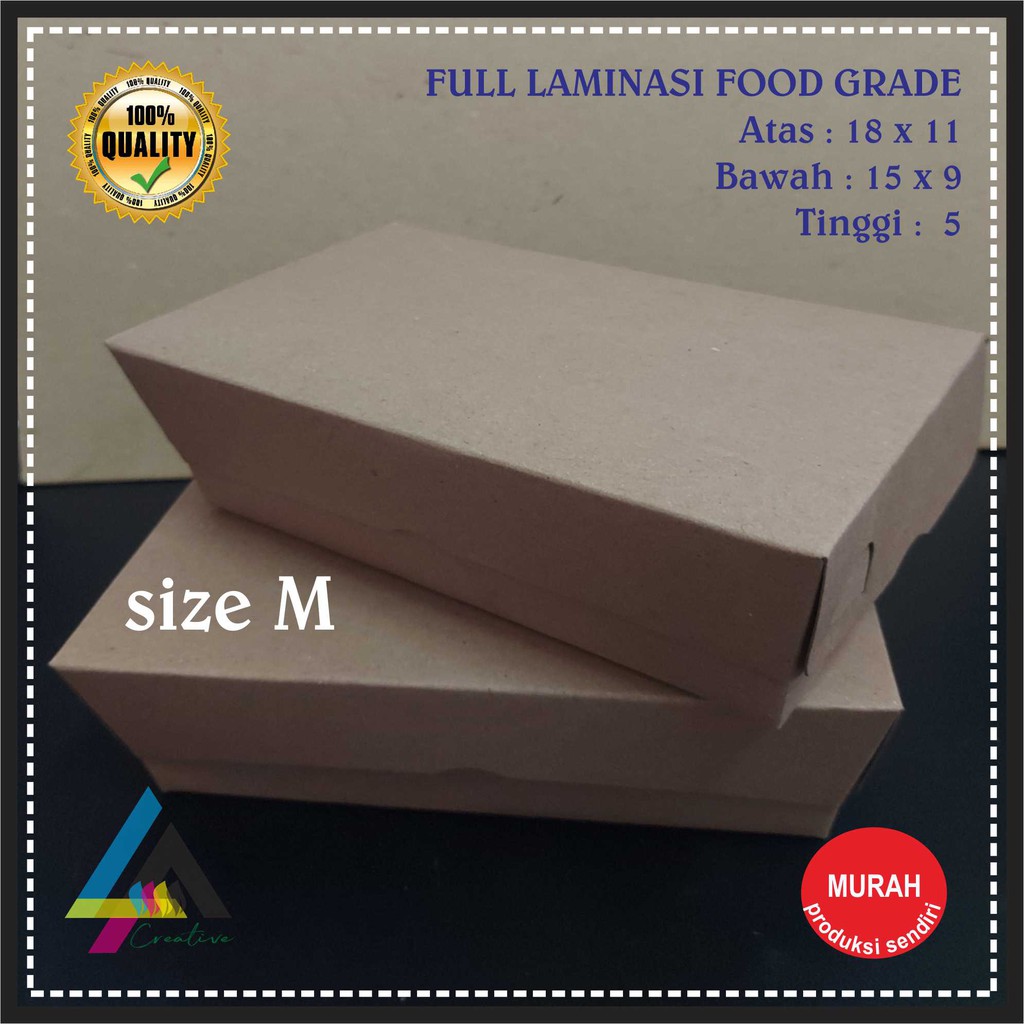 Box Makan Kertas / Paper Lunch Box / Dus Kemasan Makanan Kraft Size m Tebal 325gsm