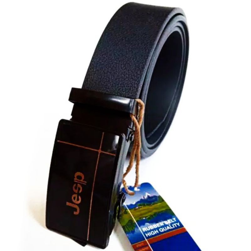 Ikat Pinggang Pria / Sabuk Gesper Kulit Cowok / Rubber Men Belt Buckle Model Rel Automatic Import