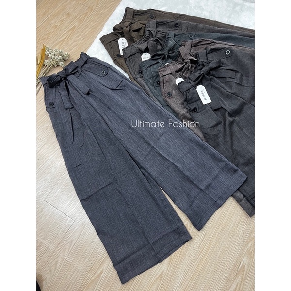 Shea Pants - Celana Highwaist Tali - Celana Jeans West - Kulot Casual Korea Kekinian Terbaru Rakku